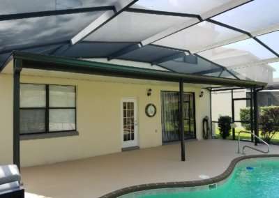 pool enclosure with awning