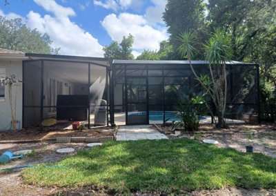 screen enclosure and pool enclosure combo side view