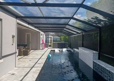 sanford extended pool enclosure and lanai side view