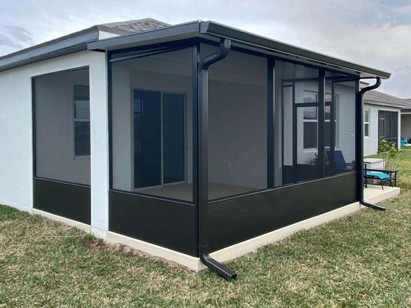 extended patio enclosure with aluminum roof