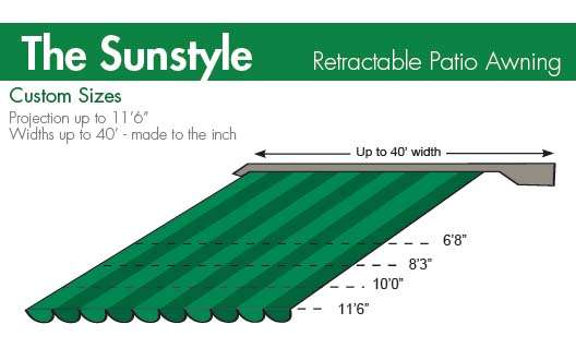Sunstyle Retractable Awning Size Graphic