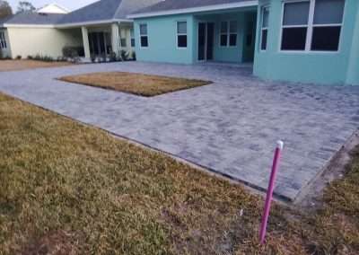 backyard paver patio side view